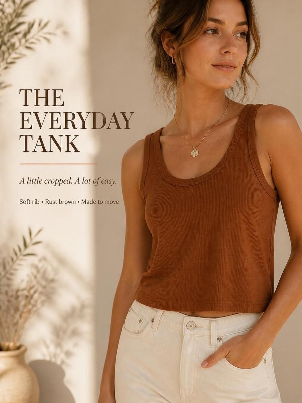 Universal Thread Rust Brown Ribbed Cropped Tank